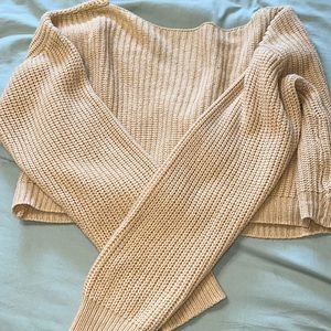 Tan partially open back sweater